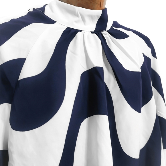 New Mock Neck Printed Slip-On Shirt with Tie Back by Aniston Large - Picture 3 of 5